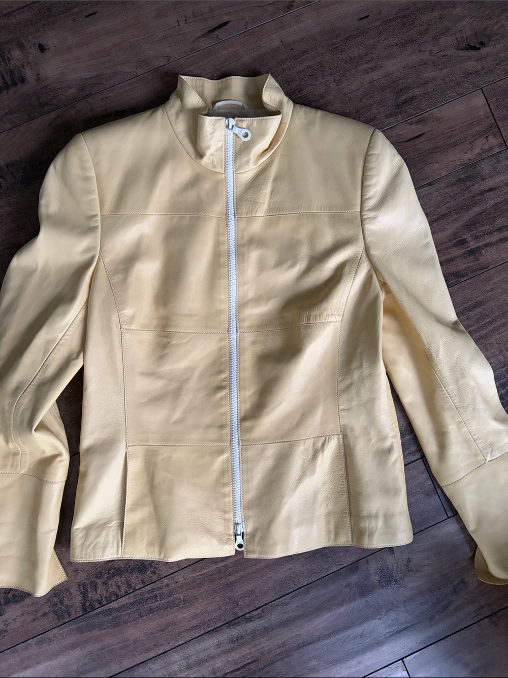 Akris Cream Butter Yellow Lamb Leather Zip-Front Jacket